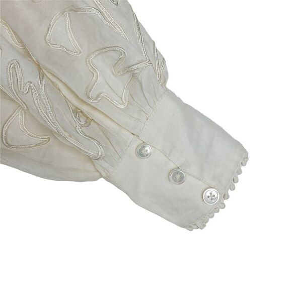 VERONICA BEARD Analeah Dress Embroidered Minidress Puff Sleeves Tassel Pom Pom - Picture 14 of 16